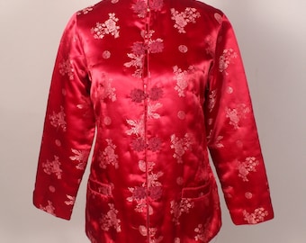 Vintage hallonröd vadderad satinjacka från Dog Brand Down Wear Taiwan Jacket