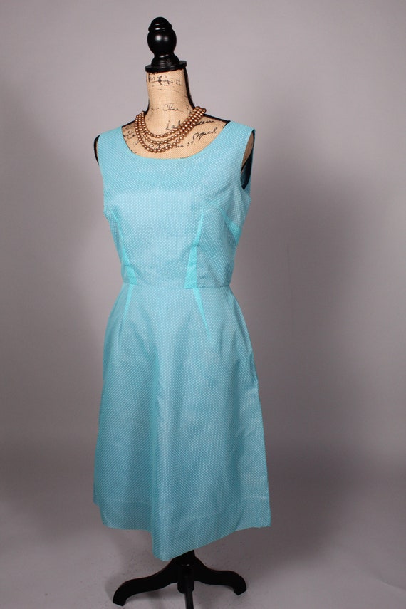 50s 60s Dress//  Vintage 50s 60s Light Blue Swiss… - image 2