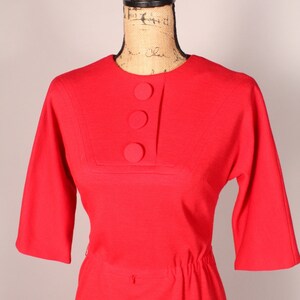 50s 60s Dress // Vintage 50s 60s Red Knit Dress with Big Buttons by R&K Originals Size M 'For The Girl Who Knows Clothes' image 3