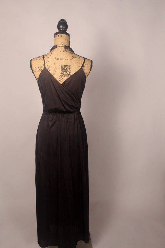 Vintage 70s Black Nightgown by Cinandre Leisure L… - image 9