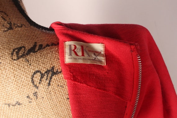 50s 60s Dress //  Vintage 50s 60s Red Knit Dress … - image 10