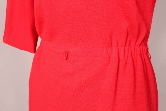50s 60s Dress //  Vintage 50s 60s Red Knit Dress … - image 5