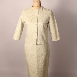 50s 60s Pale Green Skirt Suit By Fritzi Of California Size XS 25&quot; Waist