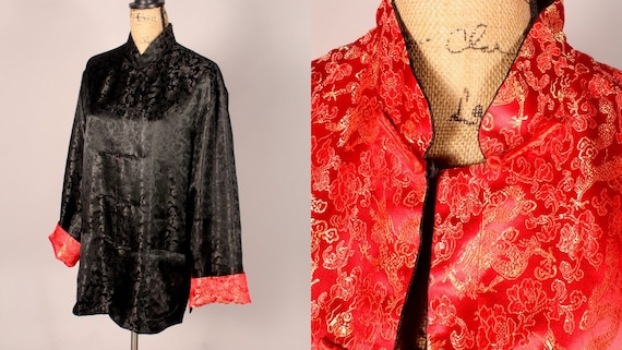 80s Satin Brocade Jacket,  Vintage 80s Jacket, Vi… - image 1