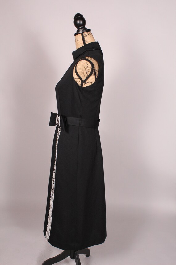 60s 70s Dress //  Vintage 60s 70s Black Dress wit… - image 8