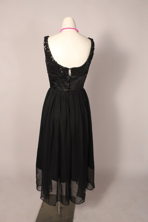 50s Dress // Vintage 50s Black Sequin Chiffon Sat… - image 8