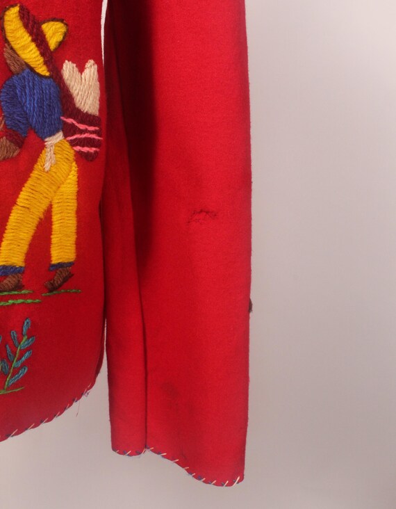 1940s Red Mexican Tourist Jacket with Appliques