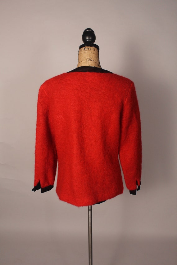 60s Sweater //  Vintage 60s Orange Red Mohair Swe… - image 9