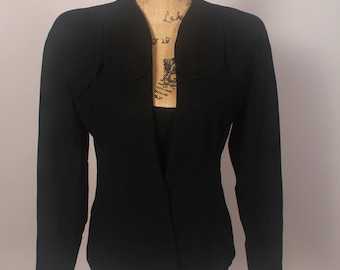 Blazer vintage de lana negra de los años 40, talla M, para niños. Tienda Bedell.
