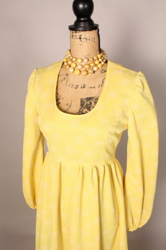 Vintage 60s Maxi Dress, Vintage Yellow Maxi Dress… - image 3