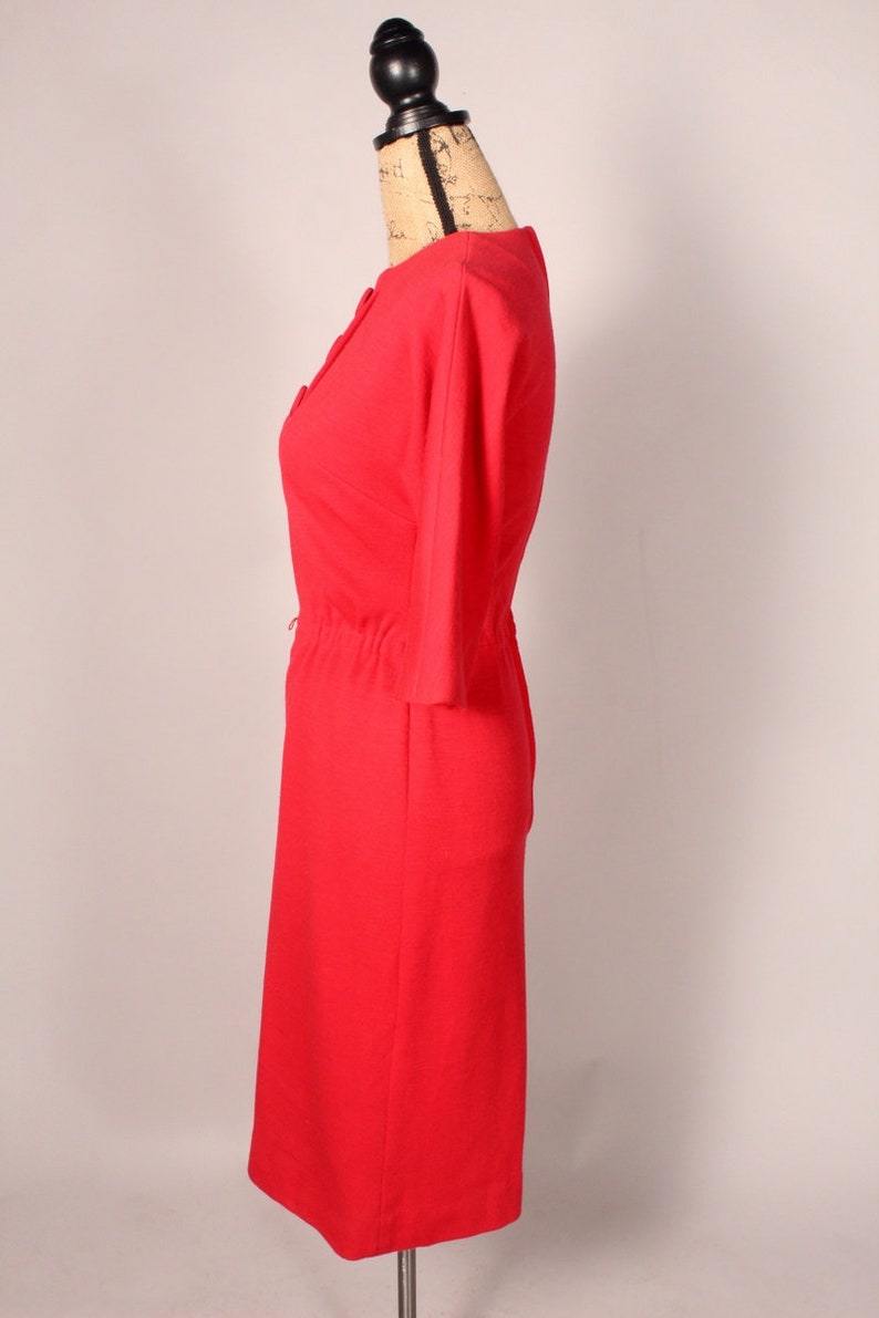 50s 60s Dress // Vintage 50s 60s Red Knit Dress with Big Buttons by R&K Originals Size M 'For The Girl Who Knows Clothes' image 7