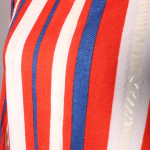 60s Dress // Vintage 60s Red White & Blue Striped Linen Dress Size M with Sequin Accents and Peter Pan Collar image 6