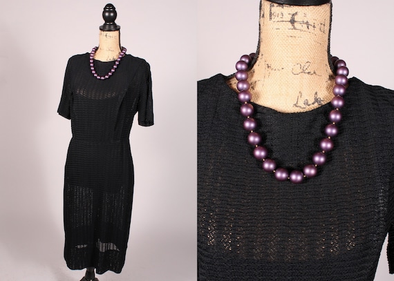 50s 60s Dress //  Vintage 50s 60s Black Semi-Shee… - image 1
