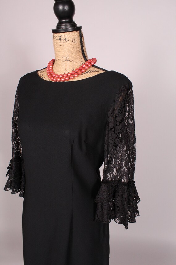 60s Dress //  Vintage 60s Black Rayon Dress Lace … - image 5