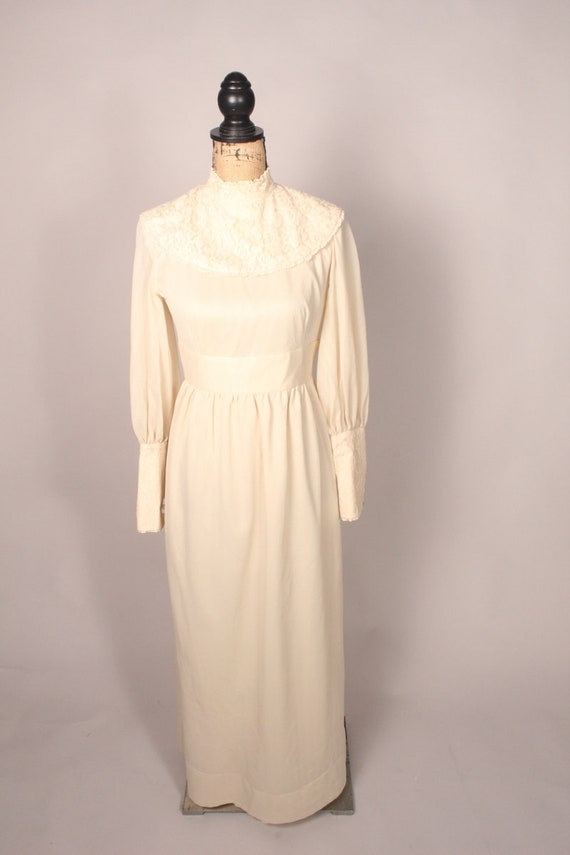 Vintage 70s Maxi Dress, Vintage Cream Maxi Dress,… - image 2