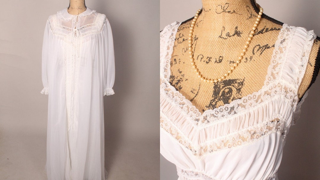 Vintage 50s White Peignoir Set, Vintage Bridal Peignoir Set, White ...