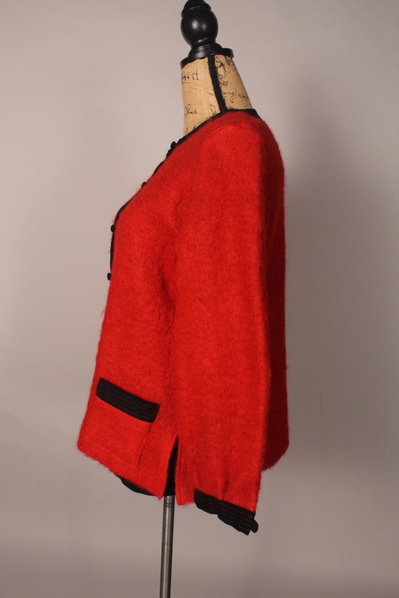 60s Sweater //  Vintage 60s Orange Red Mohair Swe… - image 8