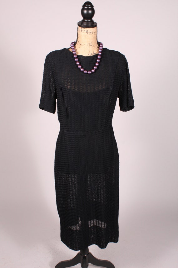 50s 60s Dress //  Vintage 50s 60s Black Semi-Shee… - image 2