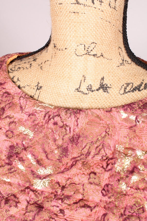 60s Top Skirt Set //  Vintage 60s Pink Gold Quilt… - image 8