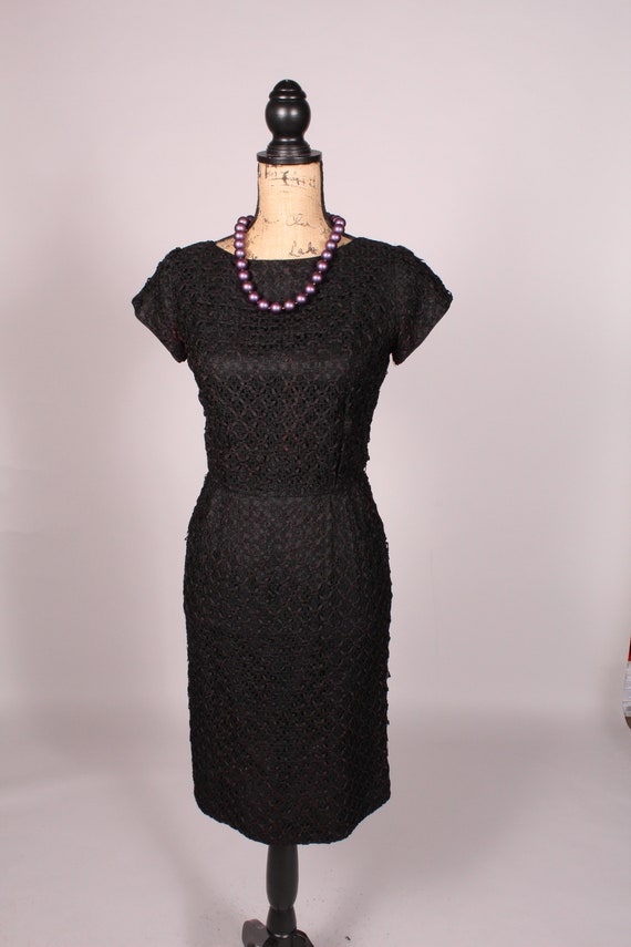 50s Dress //  Vintage 50s Black Ribbon Dress Size… - image 2