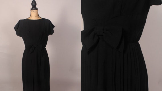 Vintage 50s 60s Dress,   Vintage Black Dress,  Vi… - image 1