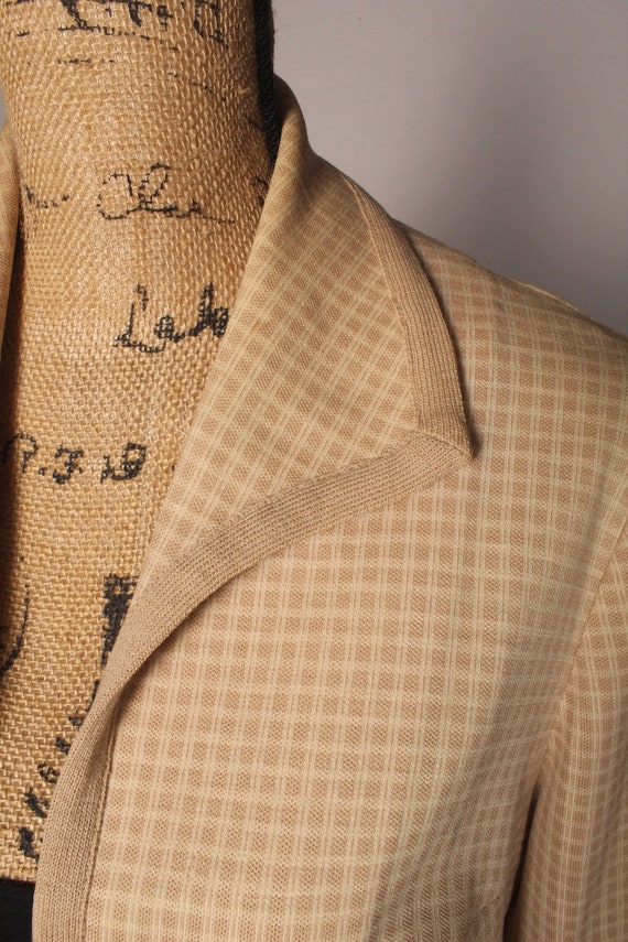 60s Jacket //  Vintage 60s Tan Check Light Wool J… - image 5
