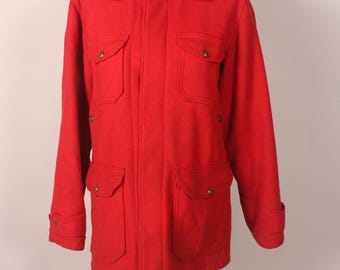 Vintage 50s 60s Woolrich Red Wool Coat Mackinaw