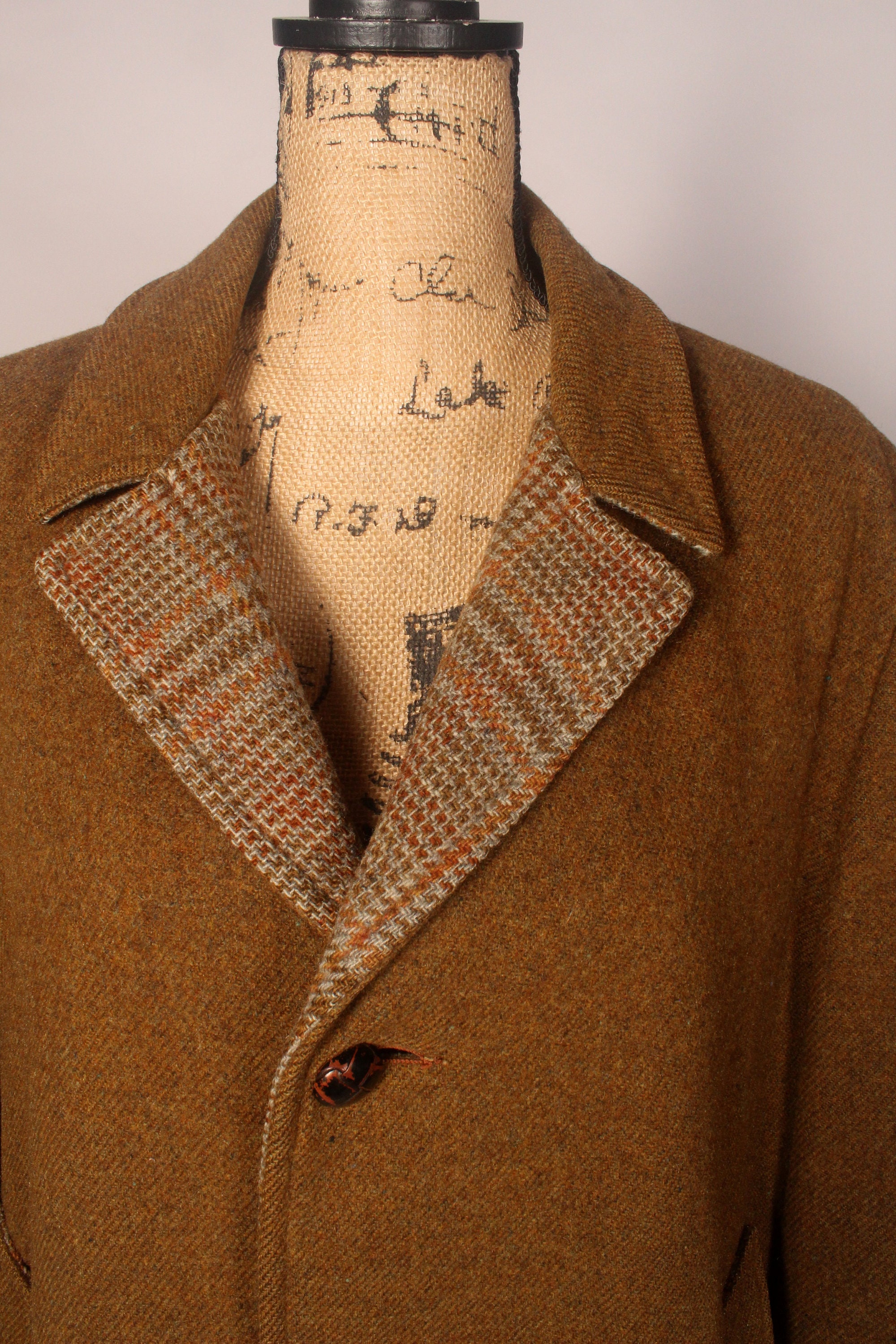 Vintage 50s 60s Brown Wool Coat With Plaid Lining by Maine Guide