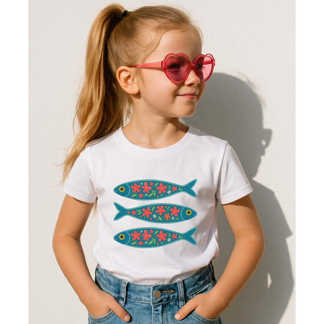 Sardine Summer Vibes Kids Shirt, Childs Cute Sardines Outfit, Toddler Aesthetic Graphic TShirt