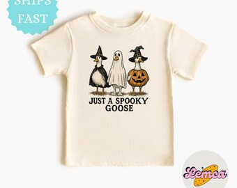 Goose Halloween shirt, spooky goose tee, funny fall kids shirts, trick or treat, cute child costume, autumn animal tees, October silly goose