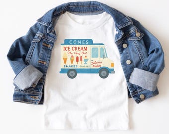 Ice Cream Truck Kids Shirt, Summer Style Childs Outfit, Toddler Retro Vintage TShirt