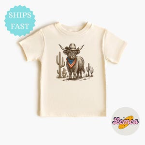 American Toddler Shirt: Cowboy Highland Cow 4th of July Tee