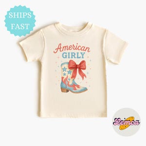 Cowgirl Patriotic Shirt, 4th of July Toddler Shirts, America Childs Outfit, Retro Western Tee