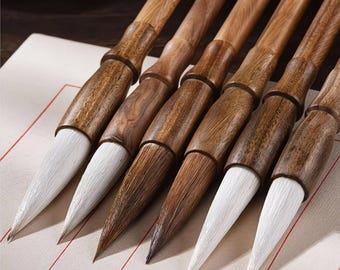 山羊毛書道筆：長い穂先、竹製ハンドル - Etsy 日本