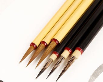 Professional-Grade Dedicated Brush for Outlying Drawing, Calligraphy Brushes, Bamboo Handle, Artisan Crafted