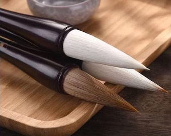 山羊毛書道筆：長い穂先、竹製ハンドル - Etsy 日本