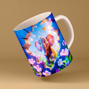 White glossy mug Elephant