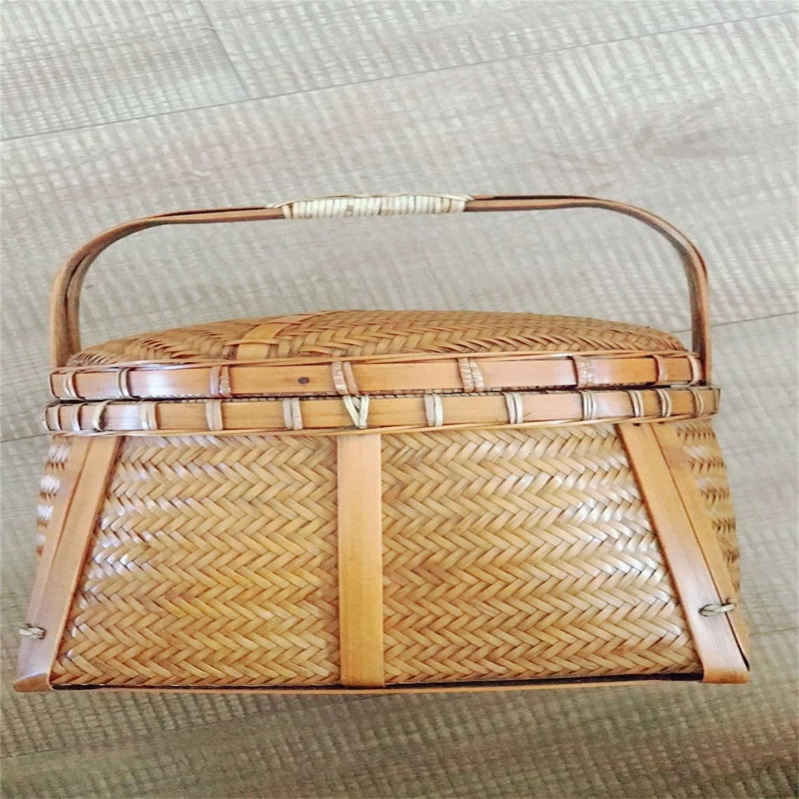 Vintage-style Woven Food Basket Handmade Bamboo Picnic Basket - Etsy