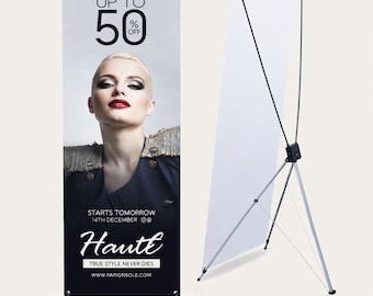 Custom X Banner Stand 24x60 | Full Color Print with Stand | Business Trade Show Display