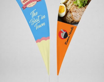 Teardrop Feather Flag with Logo - Advertising Banner for Events & Business, 7ft 9ft 11ft 14ft