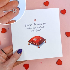 La chiave del mio cuore - Biglietto 3D fatto a mano con chiave in metallo, regalo di anniversario unico e carino per marito, moglie, partner, fidanzata, fidanzato.