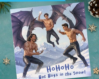 Printable ACOTAR Christmas Card, Funny Bookish Romantasy Download Card, Spicy Books Smut Reader Gift, ACOMAF Bat Boys Rhysand Cassian Azriel