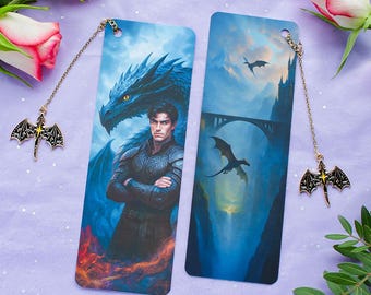 Limited Fourth Wing Bookmark with Dragon Charm, Xaden Riorson Gift