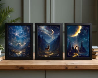 Framed SET of 3 Maasverse Prints, Velaris Terrasen Lunathion Romantasy Art, Sarah J. Maas Bookish Smut Gift