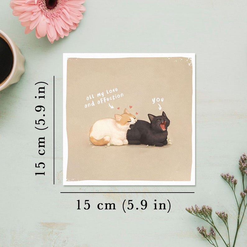 Funny Cats Card, Anniversary Romantic Greeting Love Gift image 4