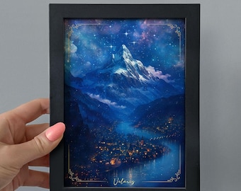 Framed Velaris Bookshelf Decor, Romantasy Art Painting in Frame, Night Court Print, Bookish Acotar Reader Birthday Gift for Library Shelf