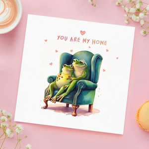 Carte grenouilles mignonnes - grenouille drôle d'amour, romantique décalé, cadeau d'anniversaire, fête des pères, mari femme petit ami petite amie partenaire fiancé fiancée
