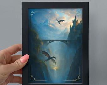 Framed Fourth Wing Bookshelf Decor, Basgiath Print, Romantasy Dragon Wall Art