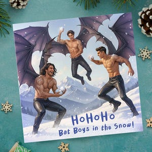 Funny ACOTAR Christmas Card, Bookish Romantasy Cards, Spicy Books Smut Readers Xmas Gift, ACOMAF   Rhysand Cassian Azriel Bat Boys Holidays