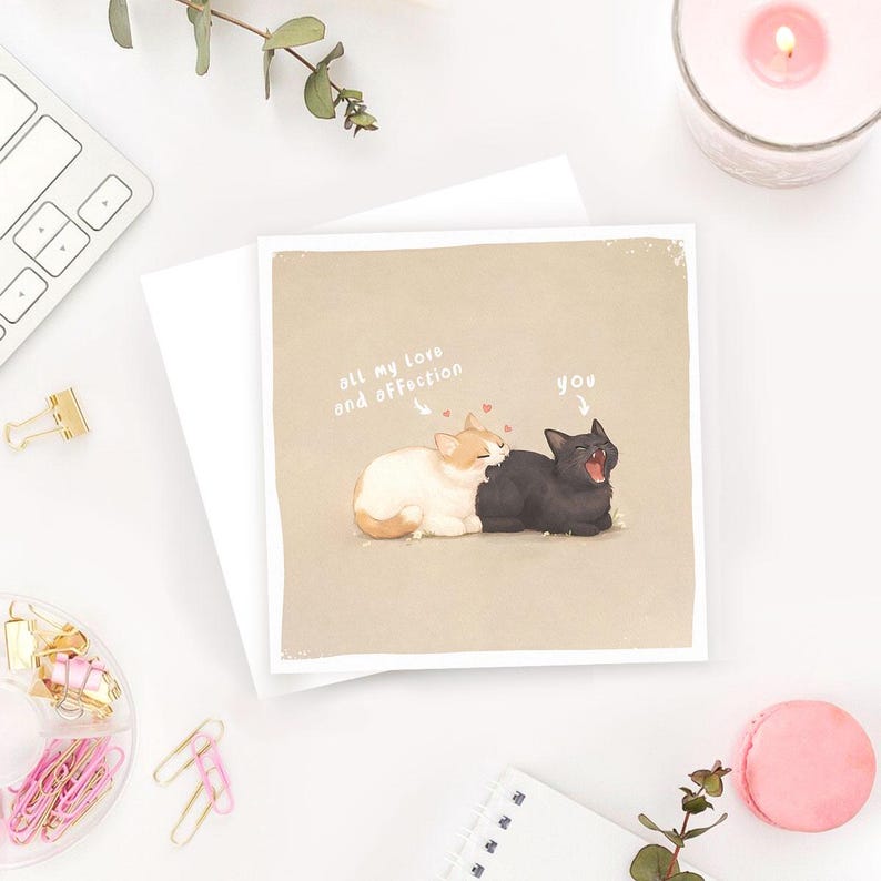 Funny Cats Card, Anniversary Romantic Greeting Love Gift image 5